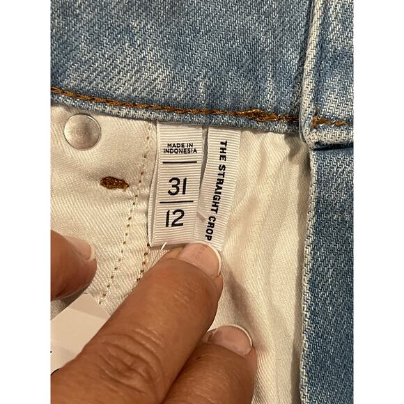 Loft The Straight Crop High Rise Jeans Size 12 NWT Regular Fit 27.5" Inseam - Picture 12 of 13